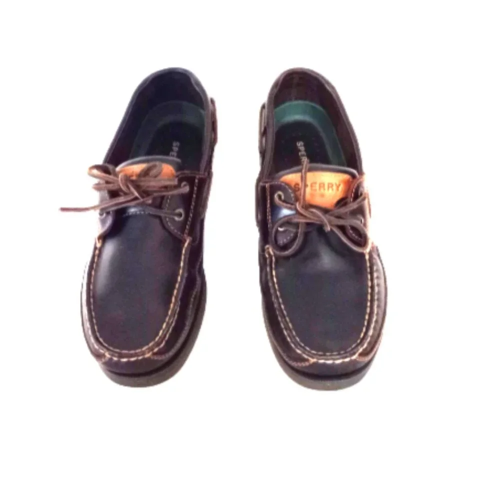Sperry Top-Sider Men’s 10 Amaretto Leather 2-Eye Boat Shoes Canoe Moc 0764027W
